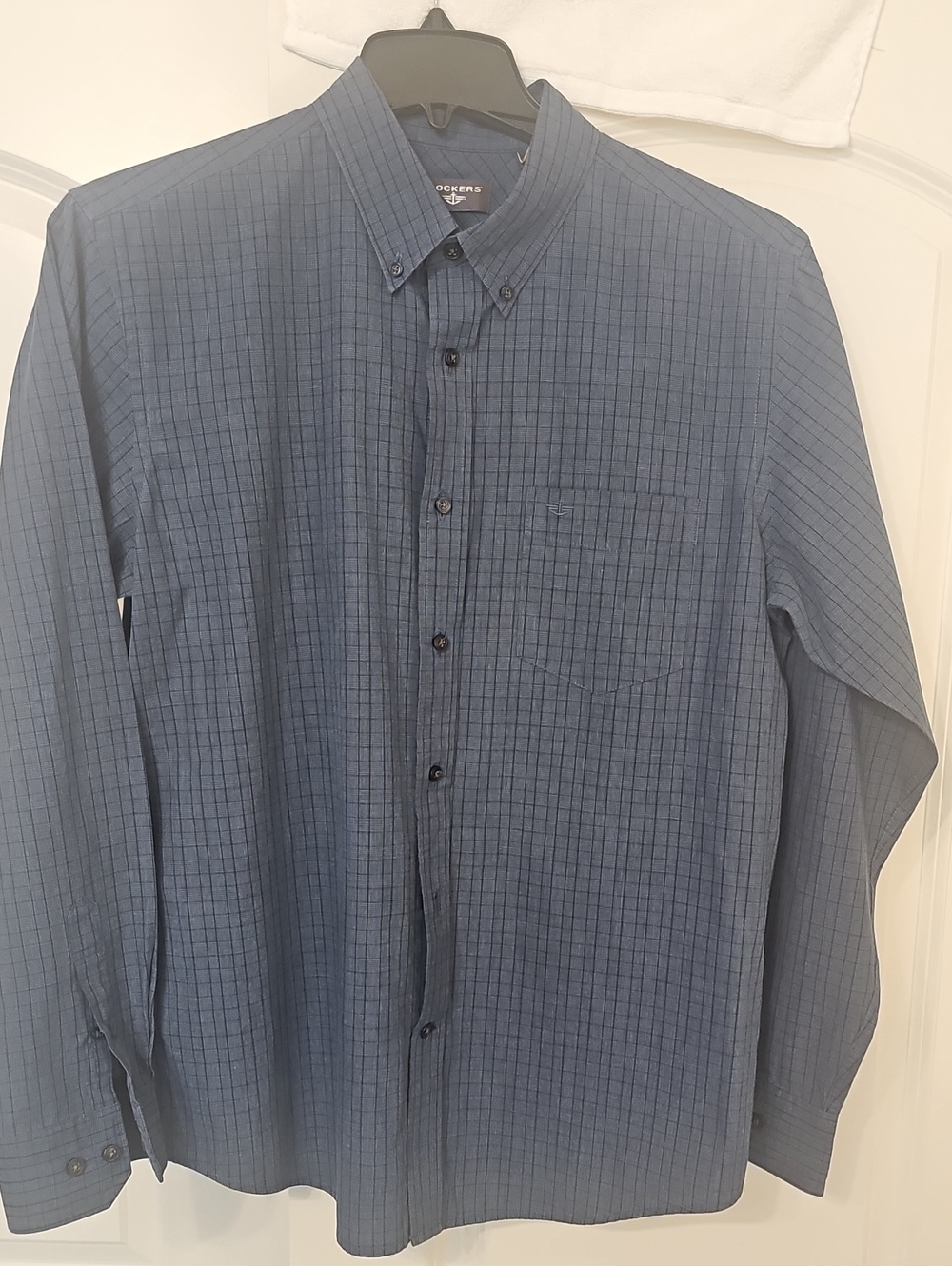 Dockers Navy Blue Subtle Plaid Button-Down Shirt